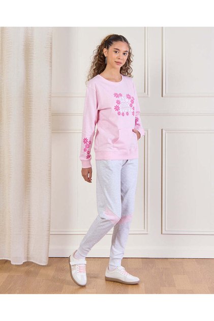 Senior Girls Pink And Grey Jogger Set (2 Piece)