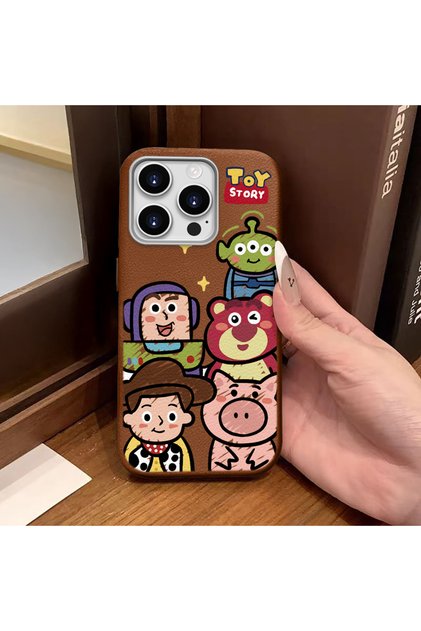 iPhone 15 Pro Compatible Brown Leather Texture Silicone Protects Camera Shock-Absorbing Case Cartoon