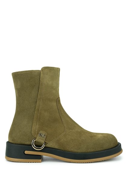 Women's Genuine Leather Green Casual Boots