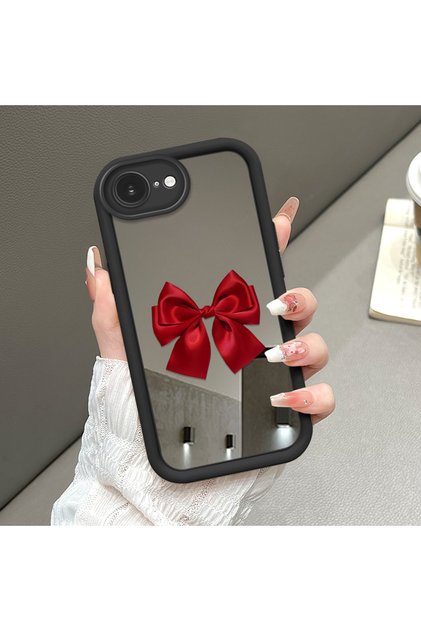 iPhone 16E Compatible Bowknot Mirror Case Silicone Full Protection