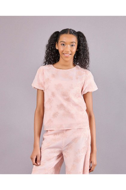 Senior Girls Pink Embroidered Top