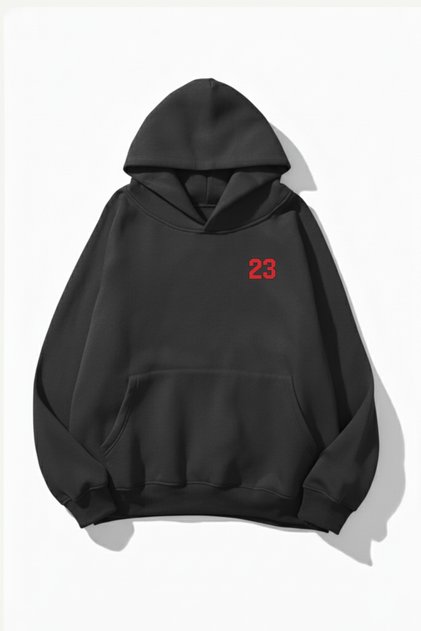Unisex Soft Textured Heart Trace B Printed Design O Oversized 3 Thread Hoodie Sweatshirt
