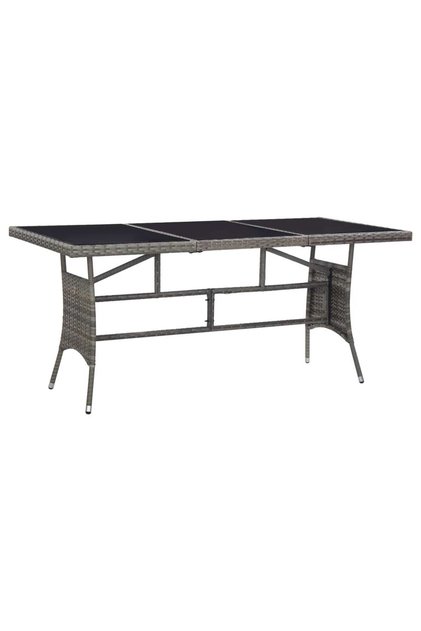 Garden Table Grey 170x80x74 cm Poly Rattan