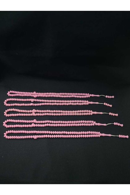 Pink Colored Plastic Stone 99 Beads Prayer Rosary Five-Piece Bulk Pack Pink 99 Beads Rosary 5 Pieces