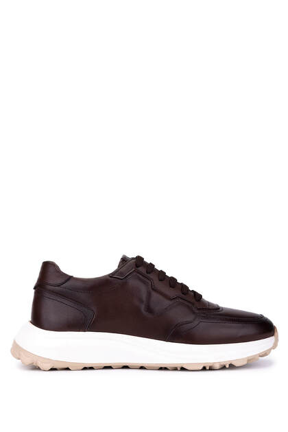Men's Genuine Leather Brown Sneakers & Sports Shoes