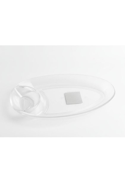 Clear Acrylic Small Serving Plate with Side Bowl – Elegant Snack & Date Tray (12.4 × 22.3 × 2.3 cm)