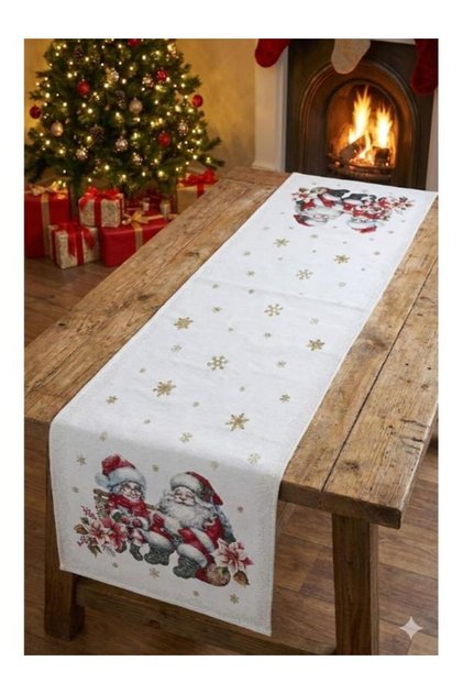 NOEL ANNE BABA JAKARLI DOKUMA GOBLEN DEKORATİF YILBAŞI SİMLİ 45*115 RUNNER
