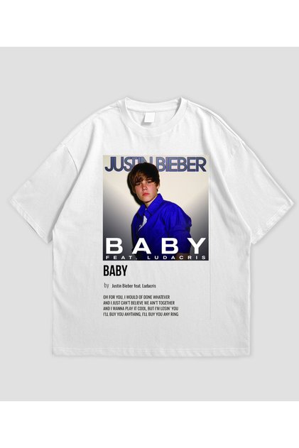Justin Bieber Printed Unisex Oversize Cut 100% Cotton Crew Neck Black T-Shirt