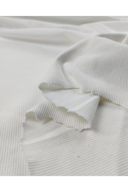 Ribbed Knit Ribana Fabric in Ecru Color (Width 100 cm X Length 160 cm)
