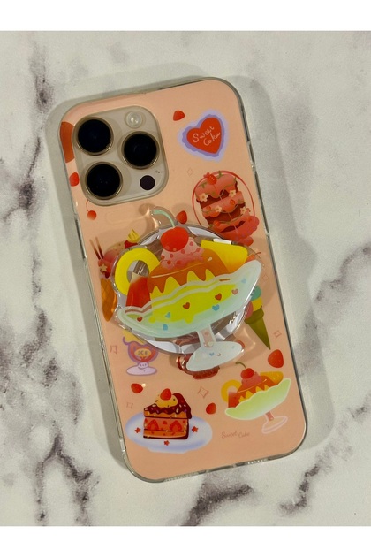Iphone 11 (6.1 inç) Uyumlu Stant Olabilen Popsocketli Desenli Slım Lux Magsafe Kılıf