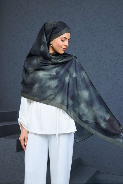Batik Desen Pamuk Viskon Soft Şal Haki Yeşil