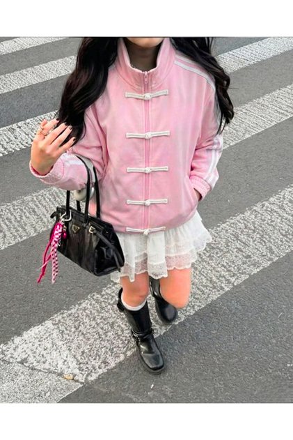 Double Striped Oversized China Unisex Jacket