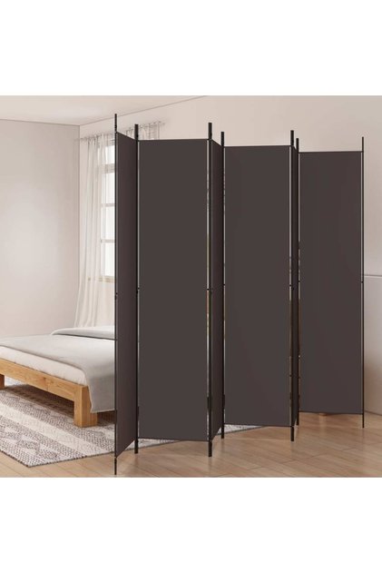 6-Panel Room Divider Brown 300x220 cm Fabric
