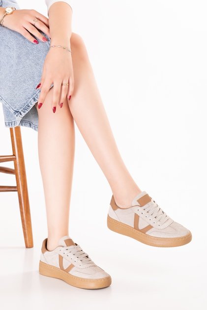 Genuine Leather Inside and Out Suede Anatomical Sole Lightweight Sports Shoes Es.170 Beige Suede