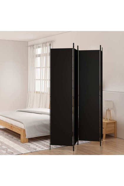 4-Panel Room Divider Black 200x220 cm Fabric