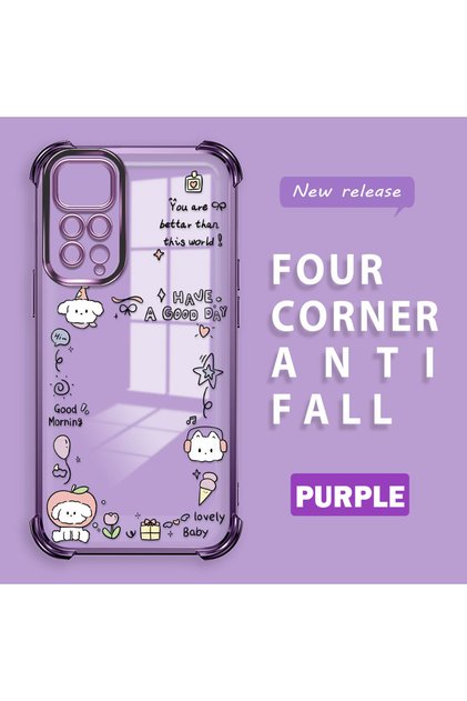 Redmi Note 11 Compatible Transparent Silicone Flutter Protective Case Creative Pattern