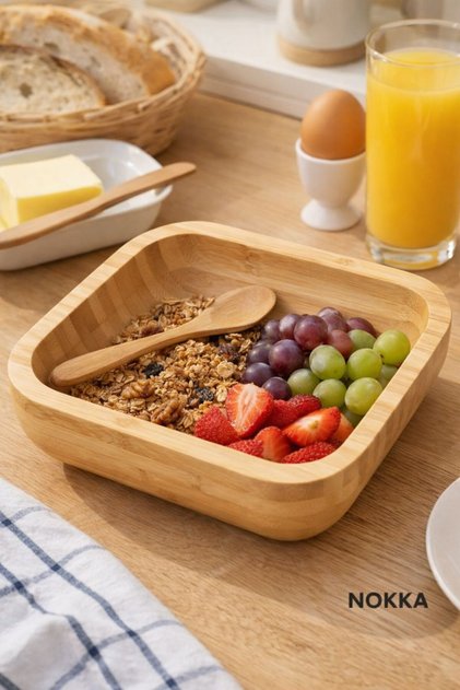 Bamboo Square Bowl, Presentation Bowl, Decorative Bowl, Nordic Bowl, 14X14 cm