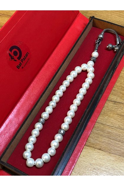 EÅŸref Dizisi Pearl Prayer Beads | Silver Kazaz with Tassels