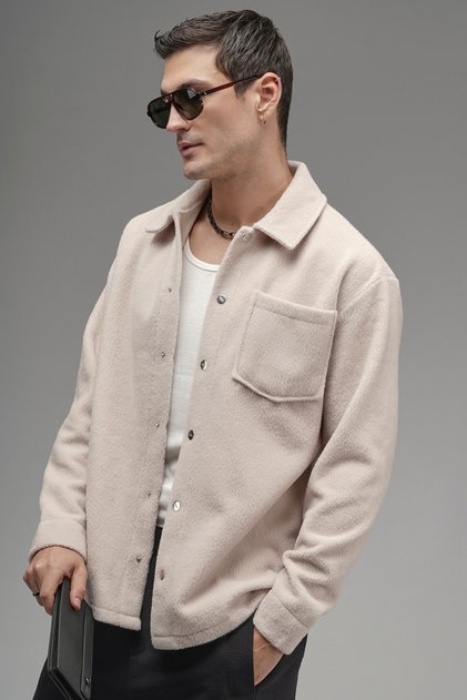 Trend Biz Regular Fit Plush Shirt with Snap Closure