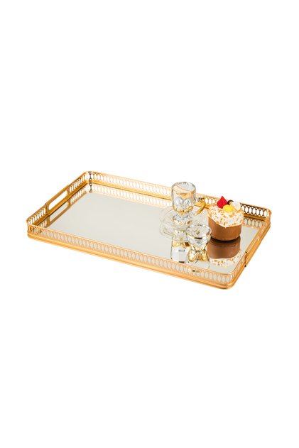 ✨ Luxurious serving tray with a gold frame and elegant mirrored finish – 50x30 cm ✨
