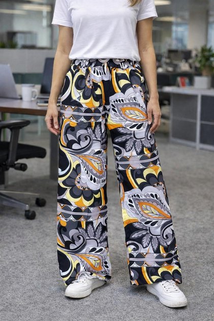 Patterned Women's Palazzo Satin Trousers