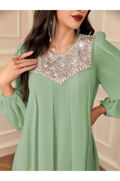 Women Embellished Balloon Sleeve Maxi Dress