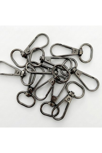 2 cm Spring Hook Black Nickel (Anthracite) - Metal Bag and Wallet Hanger Clip - 50 Pcs