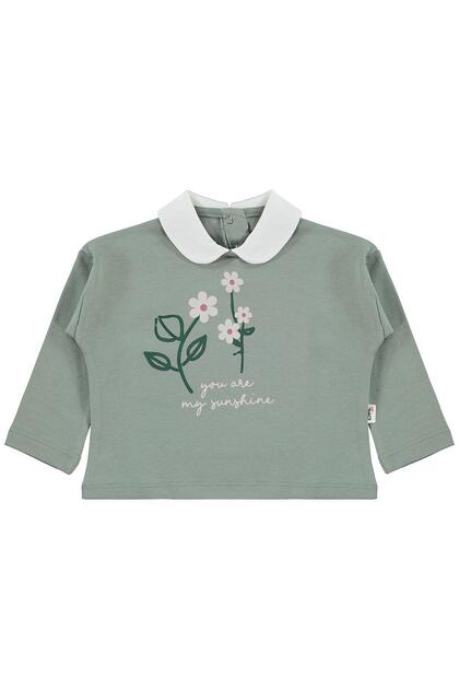 Flower Printed 6-18 Months Sweatshirt - Green 12-18 Months