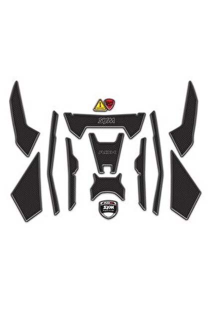 Redline Grafik SYM ADX 125 Uyumlu Tank Pad Seti Siyah Beyaz Karbon