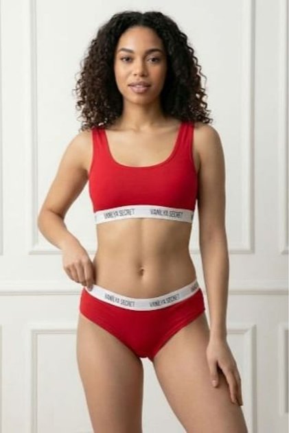 Red Cotton Elastic Waistband Letter Print Breathable Casual Women's Panties Underwear