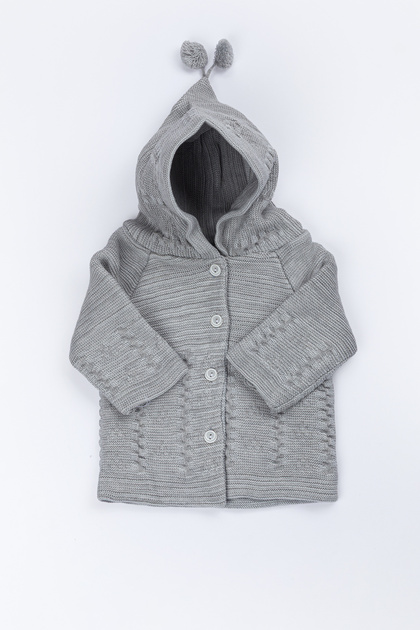 Newborn Hooded Knitwear Unisex Pompom Baby Cardigan 0/6 Months