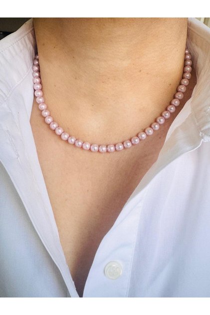 Pink Mallorcan Pearl String Necklace 45 cm
