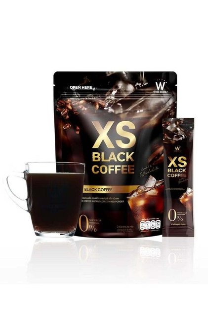 XS Black Coffee – Bold Instant Coffee Powder | Zero Sugar & Zero | 10 Sachets