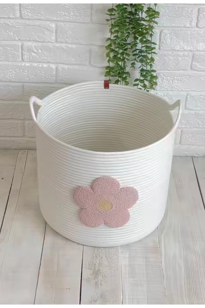 Children's Toy Basket, Organizer Dirty Basket, Punch Embroidered Organizer Basket (24X24 cm)