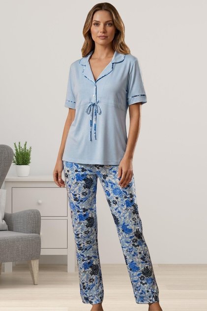 Short Sleeve Shirt Collar Women's Pajama Set