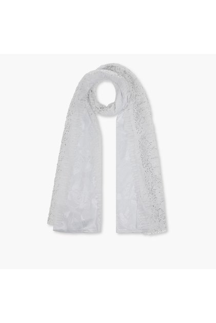 Embellished Floral Lace Scarf