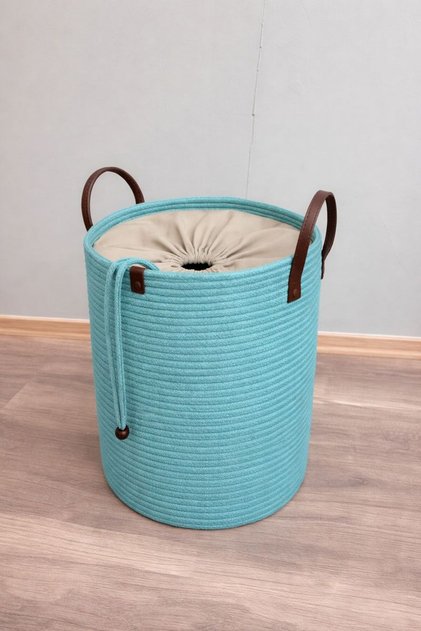 Cinchy Drawstring Lined, Decorative Leather Handle, 45 cm X 36 cm Durable Shaping / Sculpting Basket