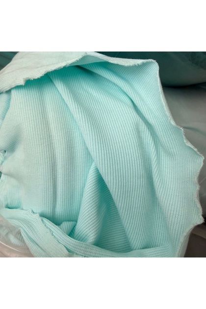 Turquoise Ribbed Knit Ribana Fabric