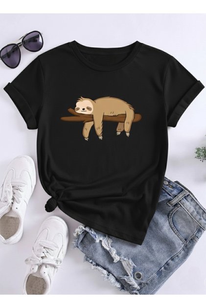 Unisex Cute Monkey Design Basic Crew Neck Regular T-Shirt 100% Cotton