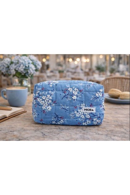 Blue Floral Pattern Makeup Bag-Organizer&Travel Bag