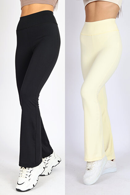Pantaloni de damă, pachet de 2, evazat Flare Premium İ, evazat luni