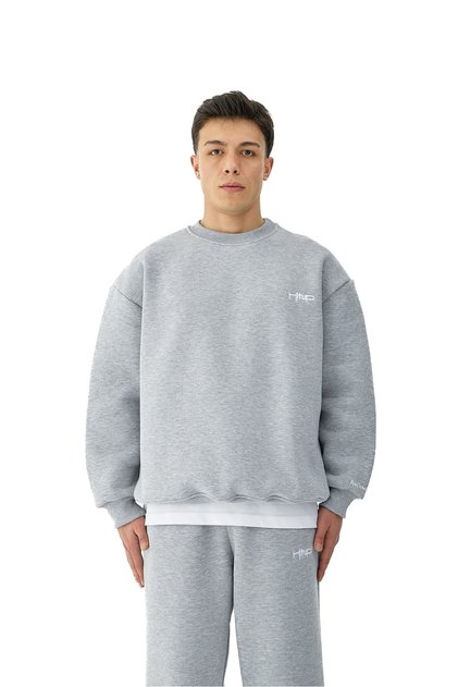 Nakışlı Premium Oversize Bisiklet Yaka Sweatshirt