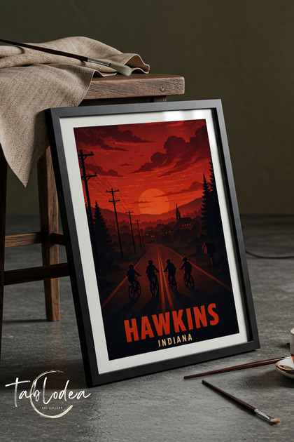 Stranger Things Hawkins uokviren poster, TD Stranger Things serija dekorativne slike