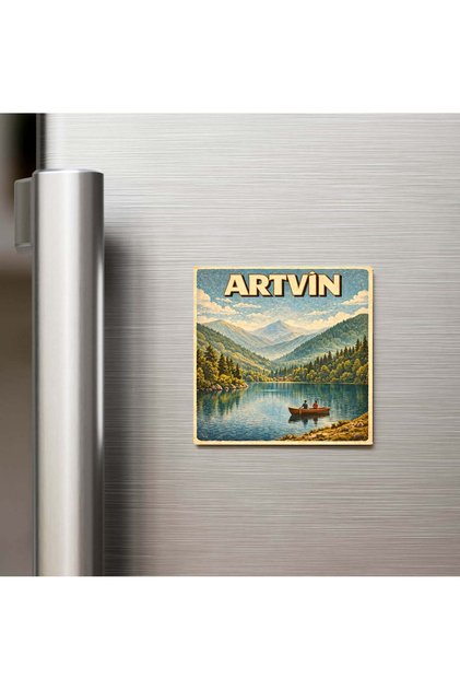 9x9 cm Buzdolabı Magneti - Artvin Şehri - Pop-Art Travel
