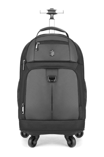 professional roller backpack, water resistant 20 inch backpack trolley with four 360° degree spinner wheels for office travel business college, lg1500165, black
