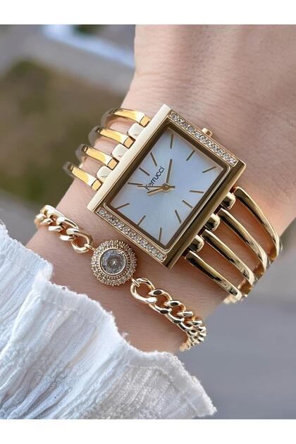 Rib Design Steel Band 3 Atm 2 Years Warranty Women Wristwatch+Bracelet Fk1141.F2
