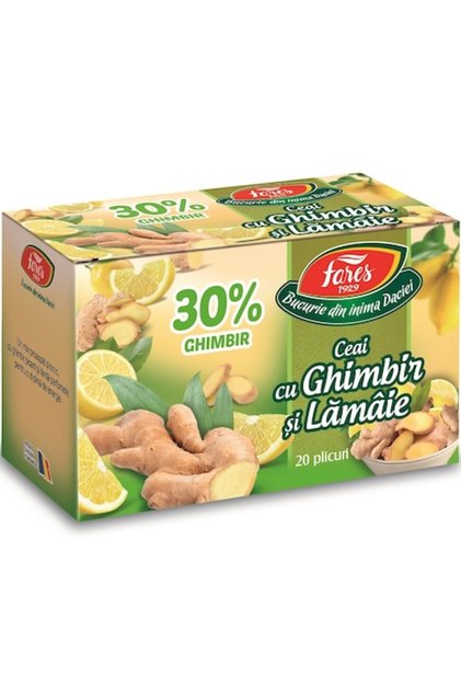 Ceai de Ghimbir cu Lămâie 30% – 20 Plicuri – Aromă Intensă, Imunitate & Energie