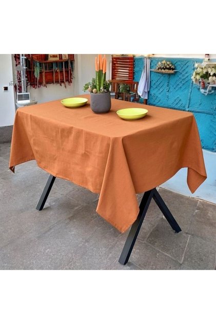 Premium Linen Cinnamon Plain Tablecloth
