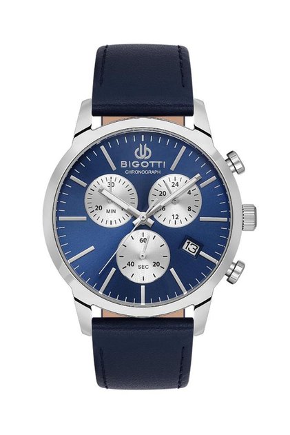 Bg.1.10577-3 Leather Cord Functions Active Navy Blue Men's Wristwatch