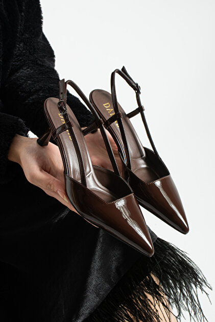 dabab shoes LIYA Kadın Acı Kahve 6 cm İnce Topuklu Bilekten Bantlı